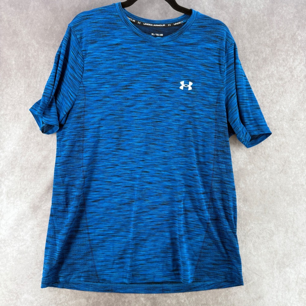 Under Armour Mens The Seamless Tee Blue Black Space Dye Fitted T-Shirt XL